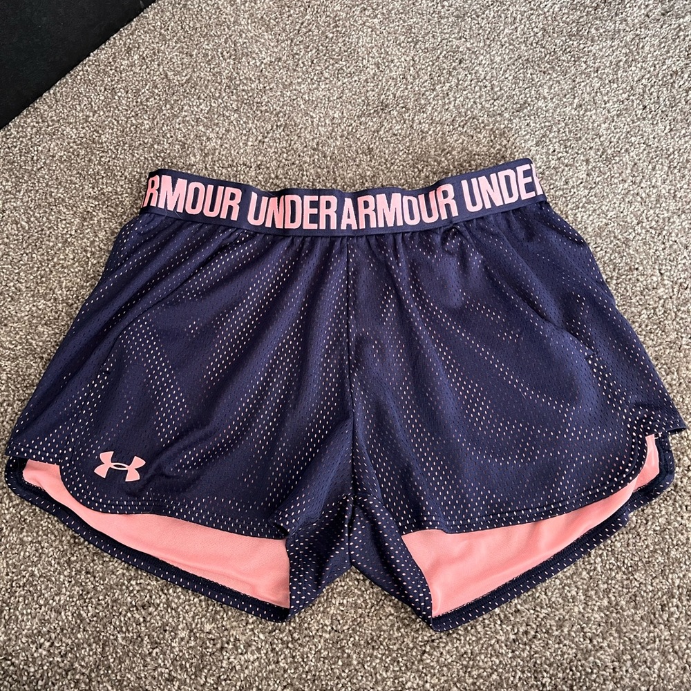 Under Armour Navy and Pink Shorts with Pockets